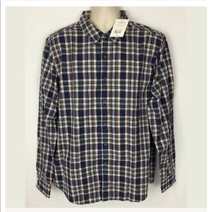 Men’s life is good plaid button front shirt sz L